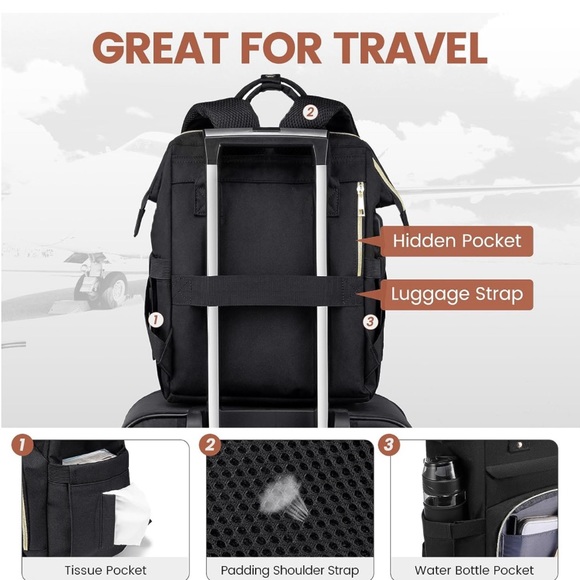 LOVEVOOK Laptop Backpack, 17 Inch Professional Womens Purse with USB Port - Picture 4 of 6